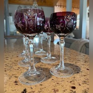 Nachtmann Traube - Vintage Bohemian Ruby Cut-to-clear Crystal Wine Goblets